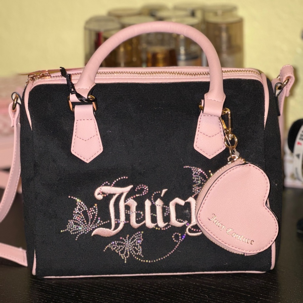 Juicy Couture Black and Pink Women's Bag wingin it satchel bling butterfly speed